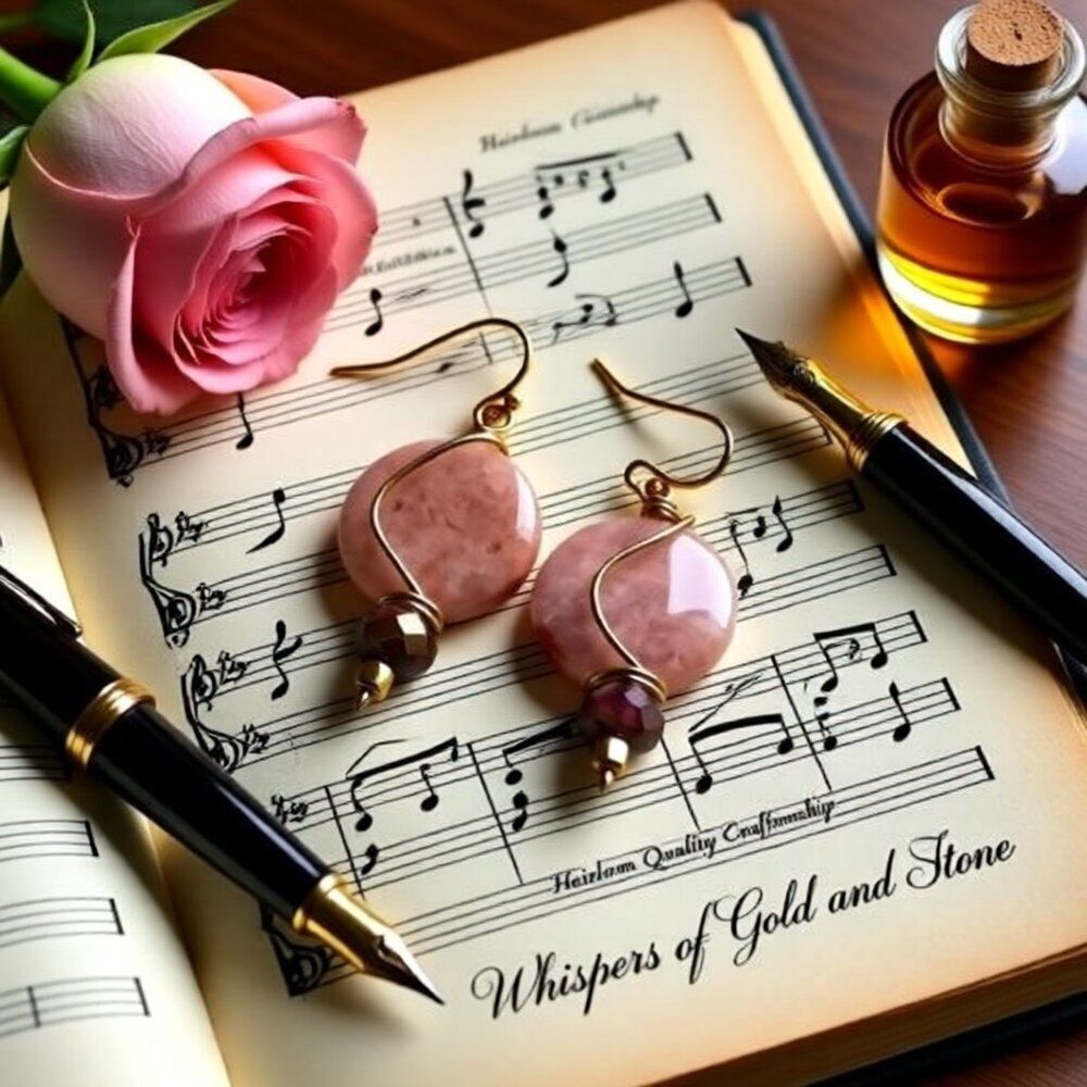 Feminine Glow: Blush Colored Stone Coins + Brown Millefiori Glass Earrings
